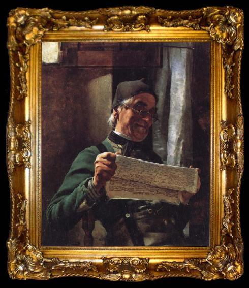 framed  Tito Lessi Reading the Newpaper, ta009-2